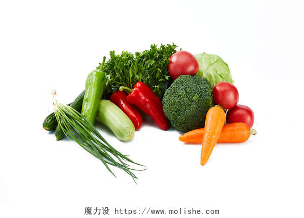 白底蔬菜黄瓜西兰花胡萝卜西葫芦橄榄西红柿蔬菜组合配图蔬菜果蔬